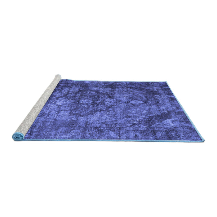 Sideview of Machine Washable Abstract Blue Contemporary Rug, wshcon1106blu