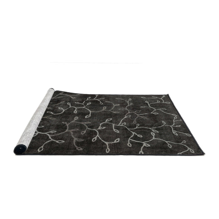 Serging Thickness of Machine Washable Contemporary Charcoal Black Rug, wshcon1107