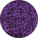 Round Machine Washable Persian Purple Bohemian Area Rugs, wshcon1107pur