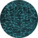 Round Machine Washable Persian Light Blue Bohemian Rug, wshcon1107lblu