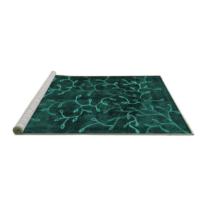 Sideview of Machine Washable Persian Turquoise Bohemian Area Rugs, wshcon1107turq