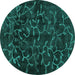 Round Machine Washable Persian Turquoise Bohemian Area Rugs, wshcon1107turq