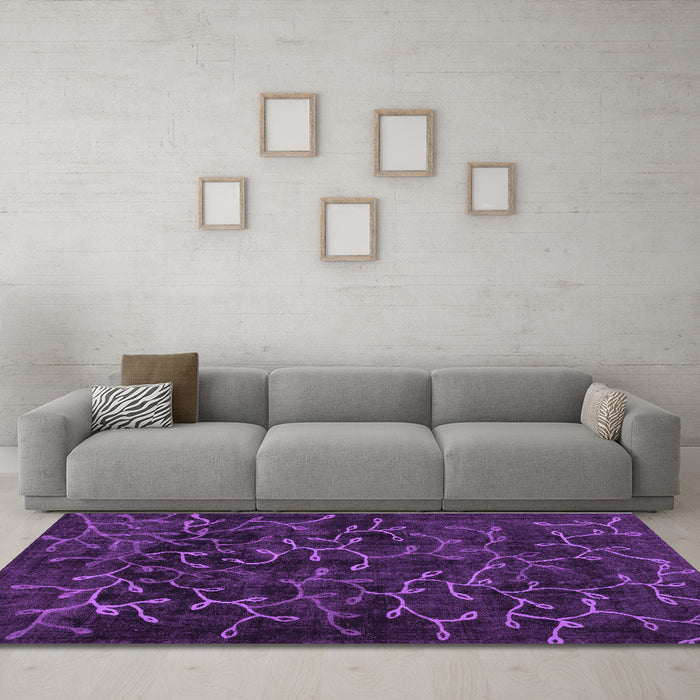 Machine Washable Persian Purple Bohemian Area Rugs in a Living Room, wshcon1107pur
