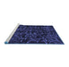 Sideview of Machine Washable Persian Blue Bohemian Rug, wshcon1107blu