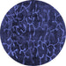 Round Machine Washable Persian Blue Bohemian Rug, wshcon1107blu