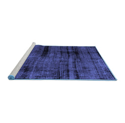 Sideview of Machine Washable Persian Blue Bohemian Rug, wshcon1108blu