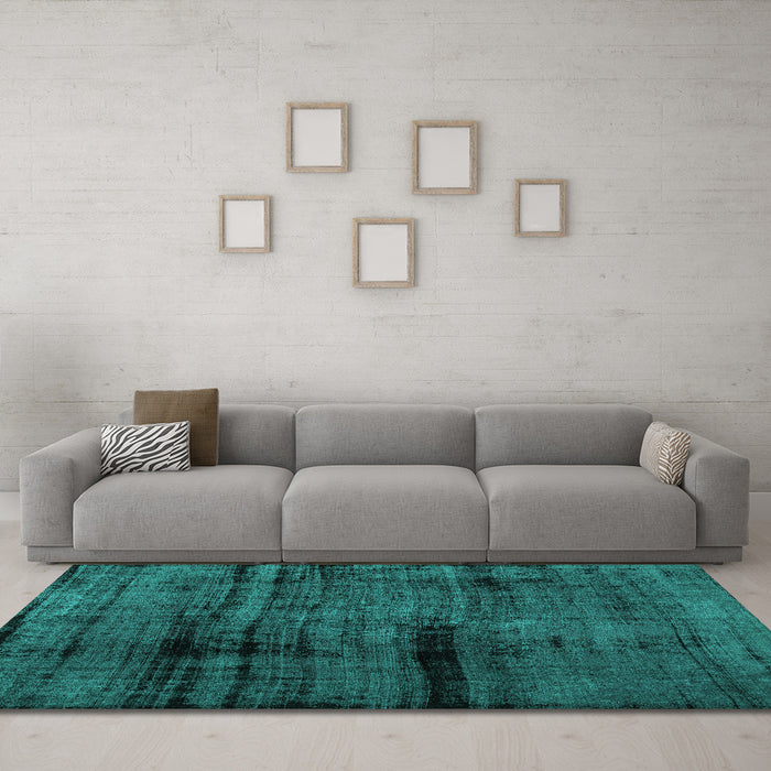 Machine Washable Persian Turquoise Bohemian Area Rugs in a Living Room,, wshcon1108turq