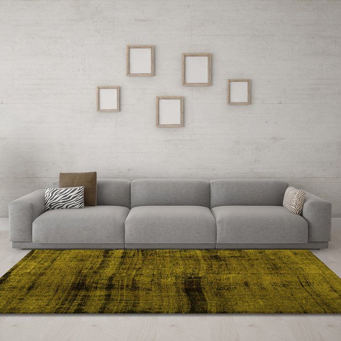 Machine Washable Persian Yellow Bohemian Rug in a Living Room, wshcon1108yw