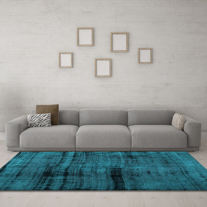 Machine Washable Persian Light Blue Bohemian Rug in a Living Room, wshcon1108lblu
