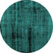 Round Persian Turquoise Bohemian Rug, con1108turq