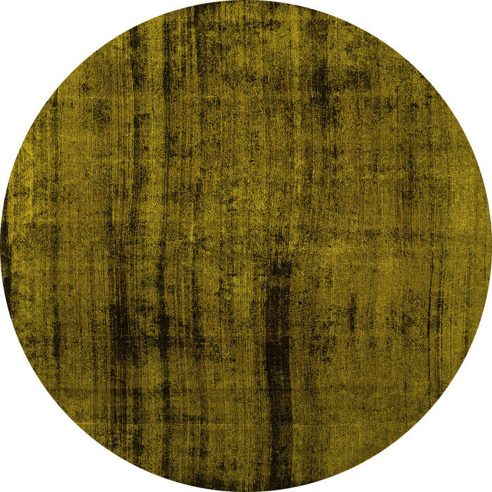 Round Machine Washable Persian Yellow Bohemian Rug, wshcon1108yw