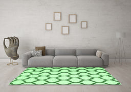 Machine Washable Terrilis Emerald Green Contemporary Area Rugs in a Living Room,, wshcon1109emgrn