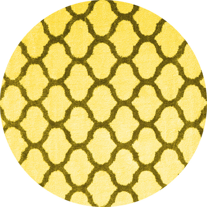 Round Machine Washable Terrilis Yellow Contemporary Rug, wshcon1109yw