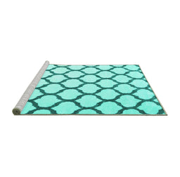 Sideview of Machine Washable Terrilis Turquoise Contemporary Area Rugs, wshcon1109turq