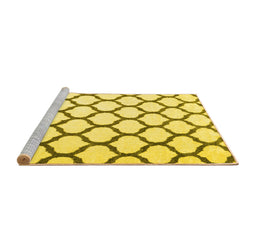 Sideview of Machine Washable Terrilis Yellow Contemporary Rug, wshcon1109yw