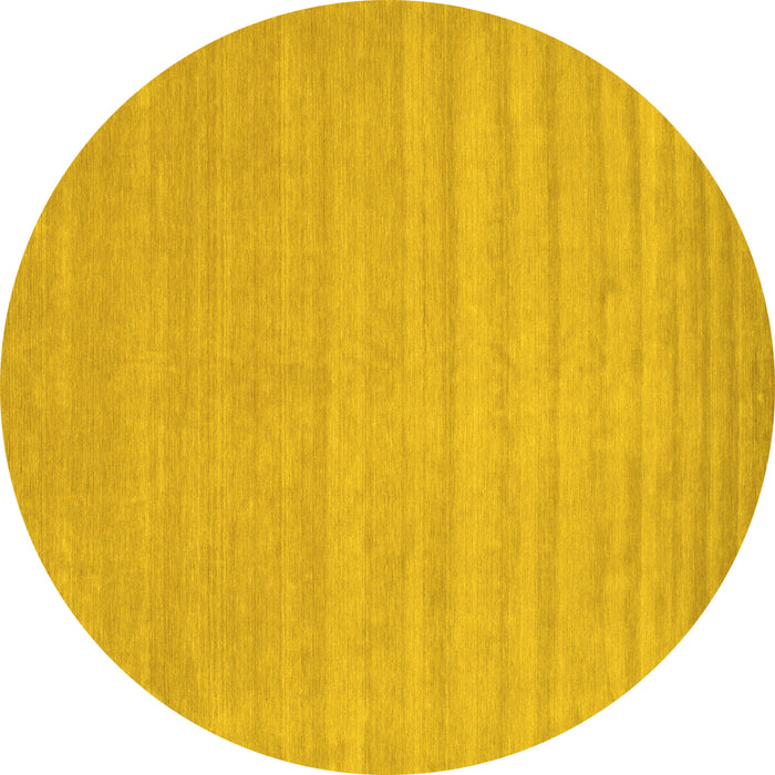 Round Machine Washable Solid Yellow Modern Rug, wshcon110yw
