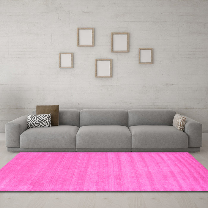 Machine Washable Solid Pink Modern Rug in a Living Room, wshcon110pnk