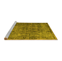 Sideview of Machine Washable Abstract Yellow Contemporary Rug, wshcon1110yw
