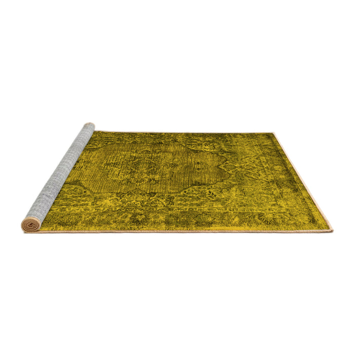 Sideview of Machine Washable Abstract Yellow Contemporary Rug, wshcon1110yw