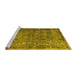 Sideview of Machine Washable Abstract Yellow Contemporary Rug, wshcon1110yw