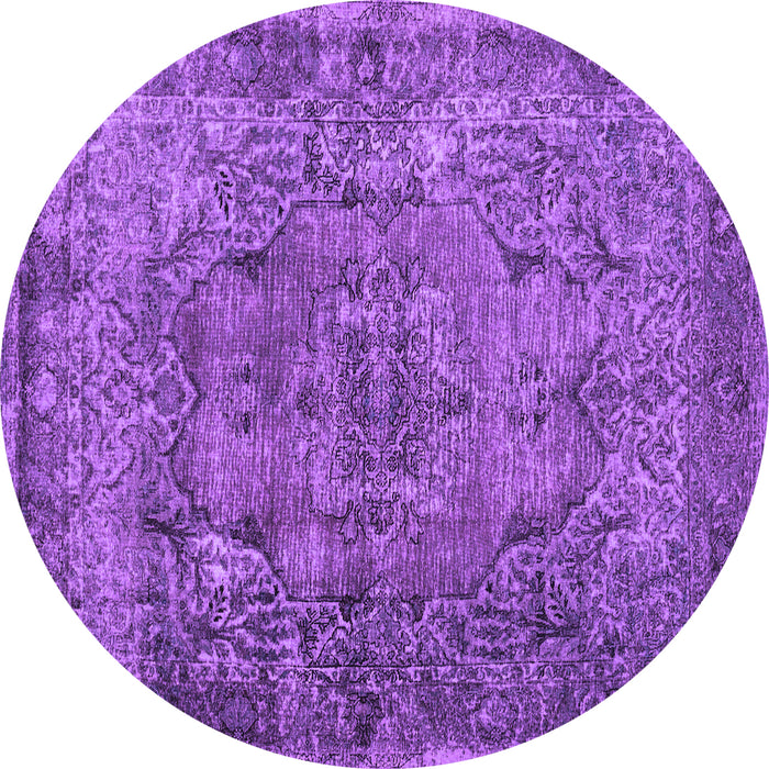 Round Abstract Purple Contemporary Rug, con1110pur