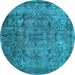 Round Machine Washable Abstract Light Blue Contemporary Rug, wshcon1110lblu