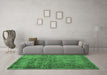 Machine Washable Abstract Emerald Green Contemporary Area Rugs in a Living Room,, wshcon1110emgrn