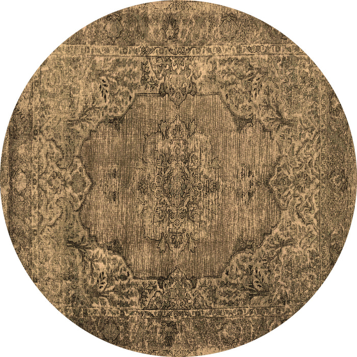 Round Abstract Brown Contemporary Rug, con1110brn