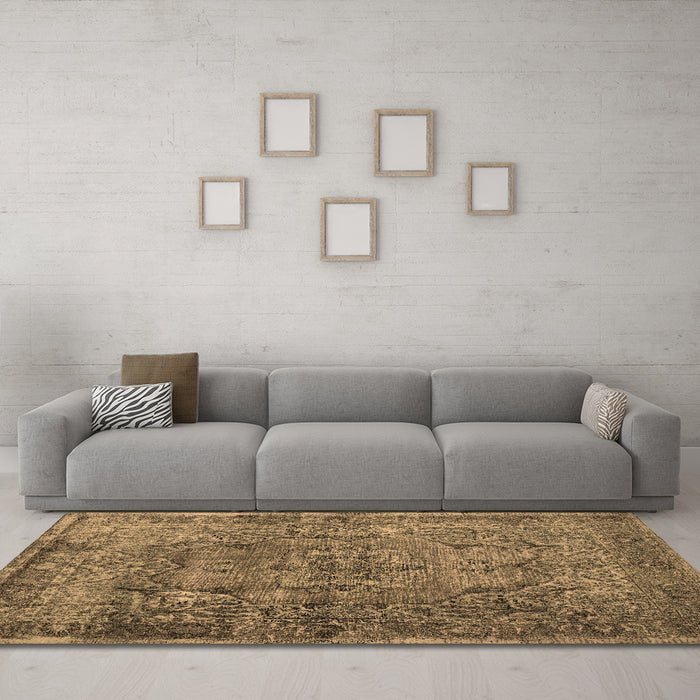 Machine Washable Abstract Brown Contemporary Rug in a Living Room,, wshcon1110brn