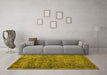 Machine Washable Abstract Yellow Contemporary Rug in a Living Room, wshcon1110yw