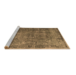 Sideview of Machine Washable Abstract Brown Contemporary Rug, wshcon1110brn