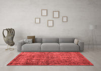 Machine Washable Abstract Red Contemporary Rug, wshcon1110red