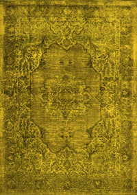 Abstract Yellow Contemporary Rug, con1110yw