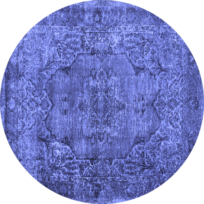 Round Machine Washable Abstract Blue Contemporary Rug, wshcon1110blu