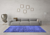 Machine Washable Abstract Blue Contemporary Rug, wshcon1110blu