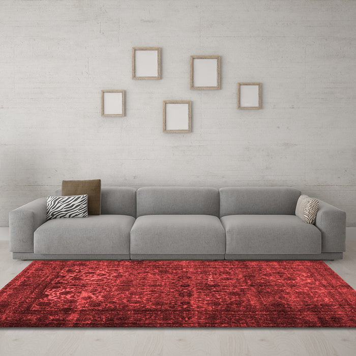 Contemporary Red Washable Rugs