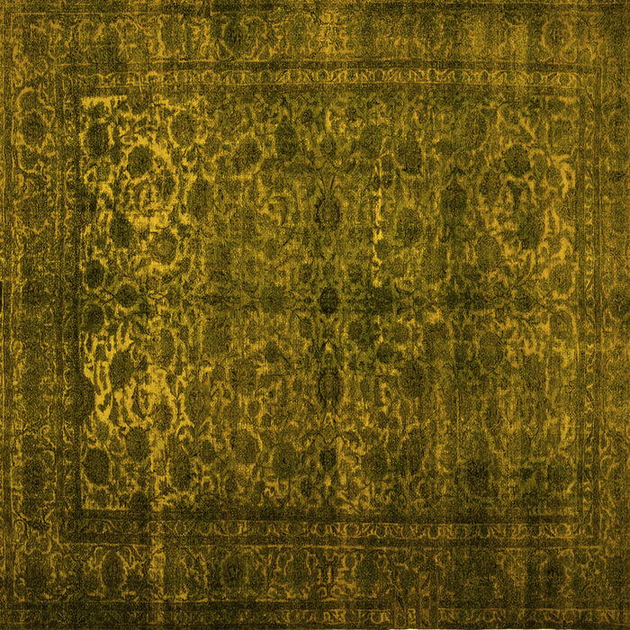 Square Abstract Yellow Contemporary Rug, con1111yw