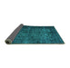 Sideview of Abstract Turquoise Contemporary Rug, con1111turq