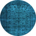 Round Machine Washable Abstract Light Blue Contemporary Rug, wshcon1111lblu