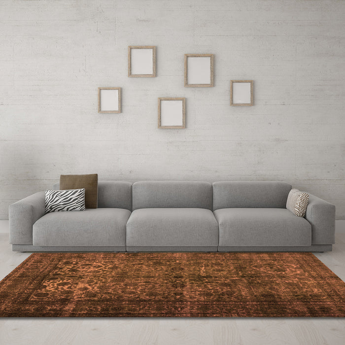 Machine Washable Abstract Orange Contemporary Area Rugs in a Living Room, wshcon1111org