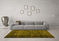 Machine Washable Abstract Yellow Contemporary Rug, wshcon1111yw