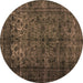 Round Machine Washable Abstract Brown Contemporary Rug, wshcon1111brn