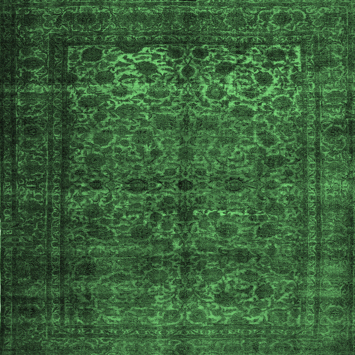 Square Abstract Emerald Green Contemporary Rug, con1111emgrn