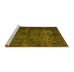 Sideview of Machine Washable Abstract Yellow Contemporary Rug, wshcon1111yw