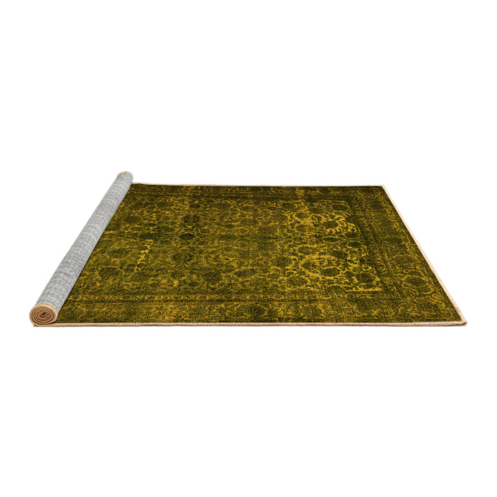Sideview of Machine Washable Abstract Yellow Contemporary Rug, wshcon1111yw