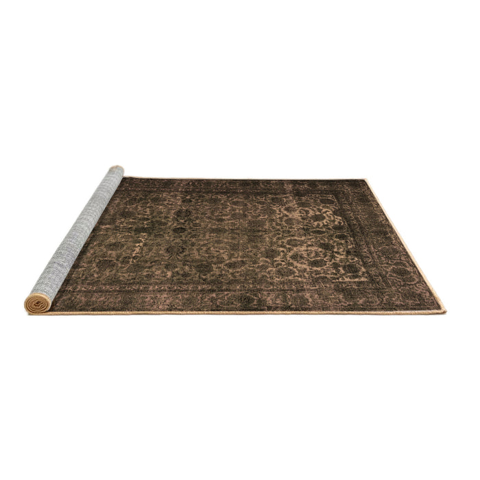 Sideview of Machine Washable Abstract Brown Contemporary Rug, wshcon1111brn