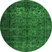 Square Abstract Green Contemporary Rug, con1111grn