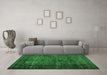 Machine Washable Abstract Green Contemporary Area Rugs in a Living Room,, wshcon1111grn