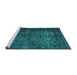 Sideview of Machine Washable Abstract Turquoise Contemporary Area Rugs, wshcon1111turq
