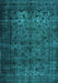 Machine Washable Abstract Turquoise Contemporary Area Rugs, wshcon1111turq
